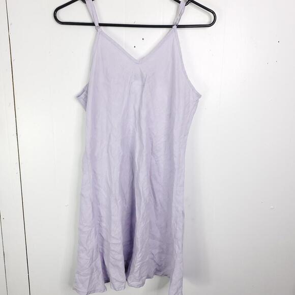Flax Dress Womens Small Linen Mini Tank Sleeveless Lavender Sustainable Natural - Picture 2 of 8